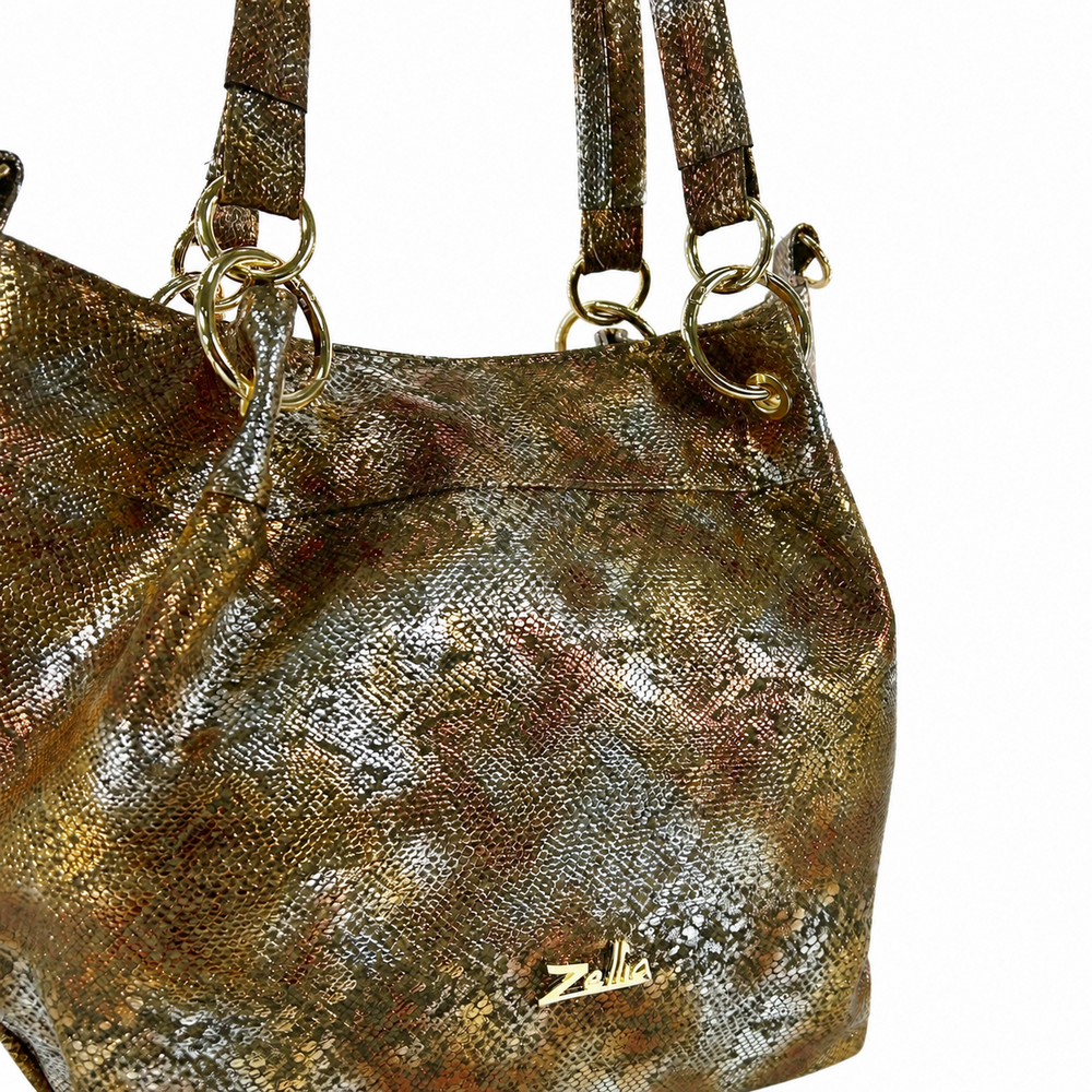 Zellia Női Válltáska Zlb475 Bronz-Ezüst - Python - - Image 3