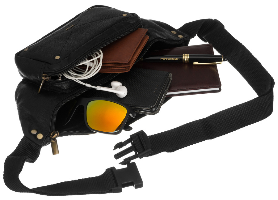 Peterson Férfi Bőr Övtáska -PTN-375-NDM-2708 BLACK- Fekete - Image 2