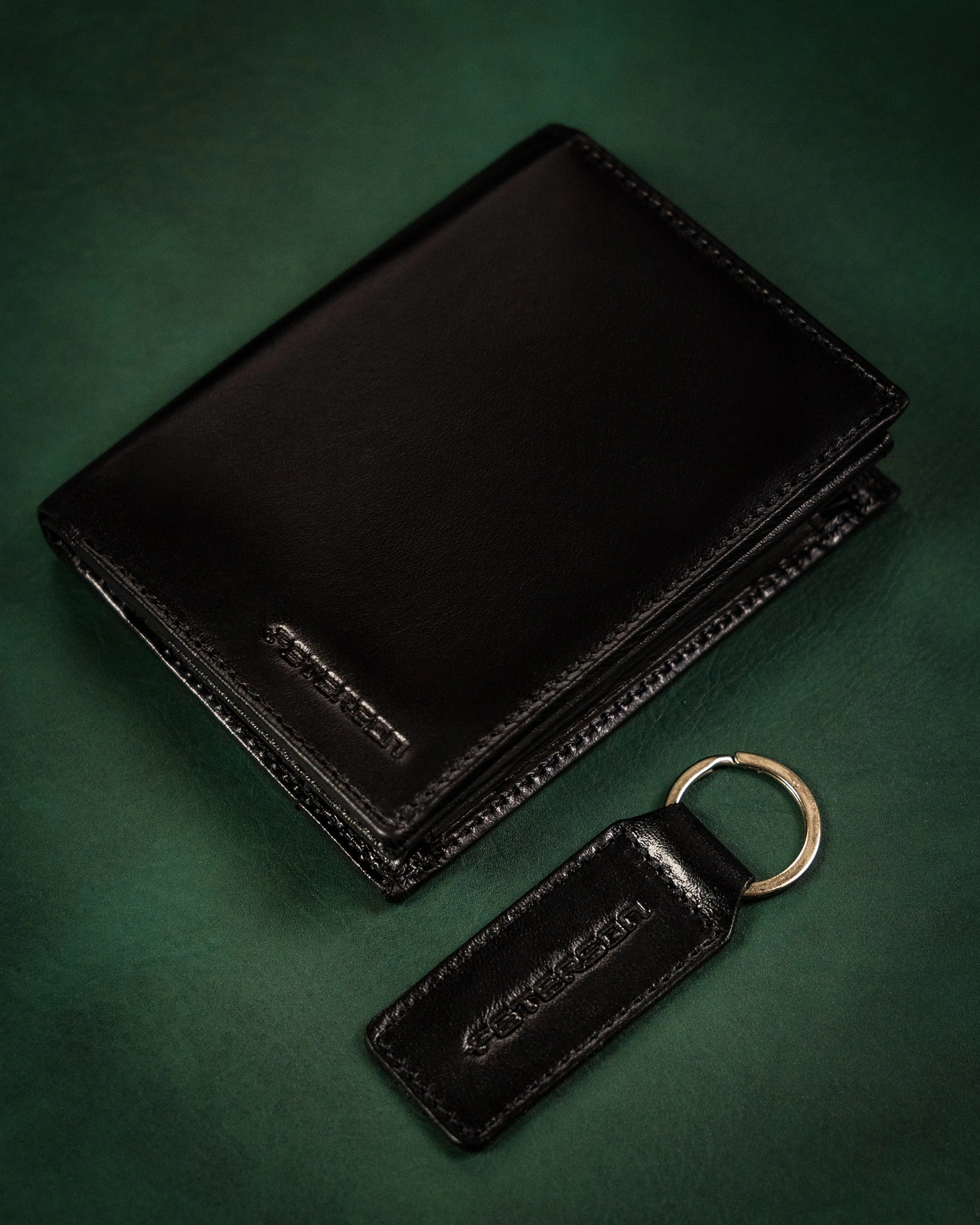Peterson Férfi Bőr Szett Pénztárca & Kulcstartó & Túlélőkártya - PTN ZMS-09 - Fekete - Image 2
