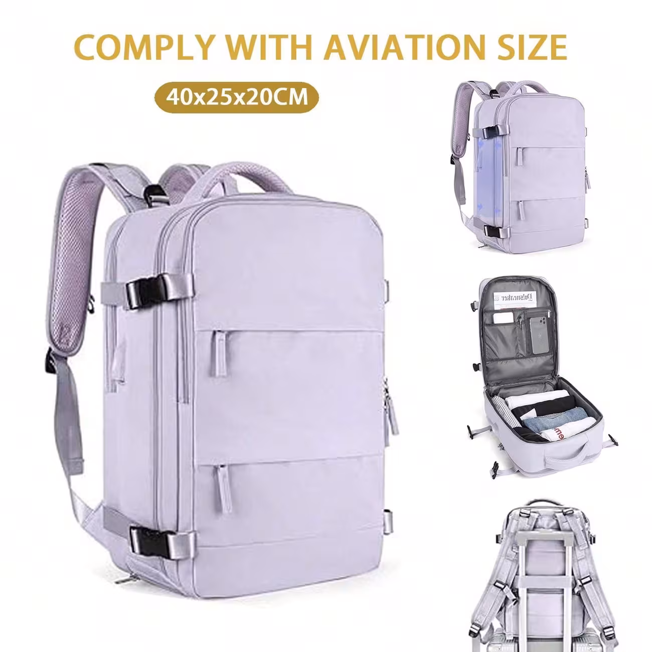 Monvia Utazó Hátizsák- VXM3W3Q5G6- Lila - 40 x 25 x 20-30 cm-