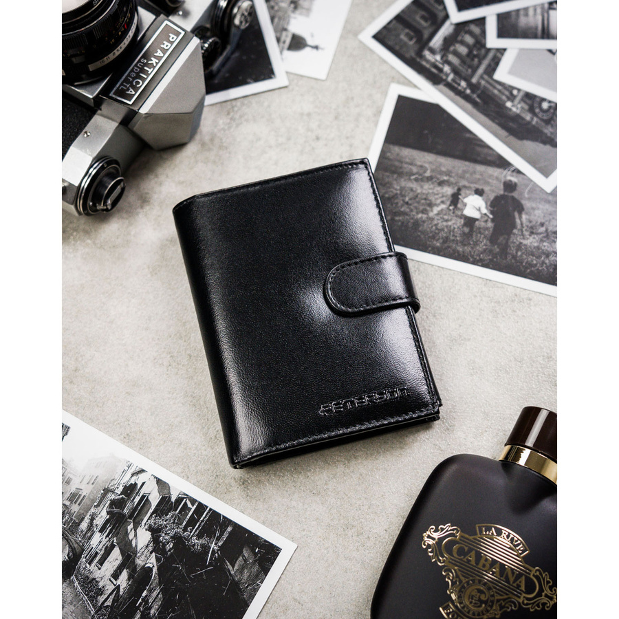 Peterson Férfi Bőr Szett Pénztárca & Automata Őv PTN N4L-NGV-125-BW- Fekete - Image 7