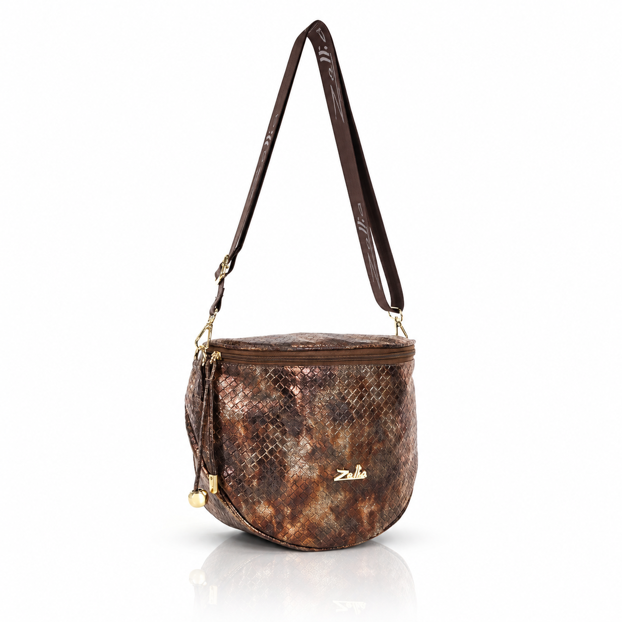 Zellia Női Oldaltáska Zlb12 Bronz - Mesh - - Image 3