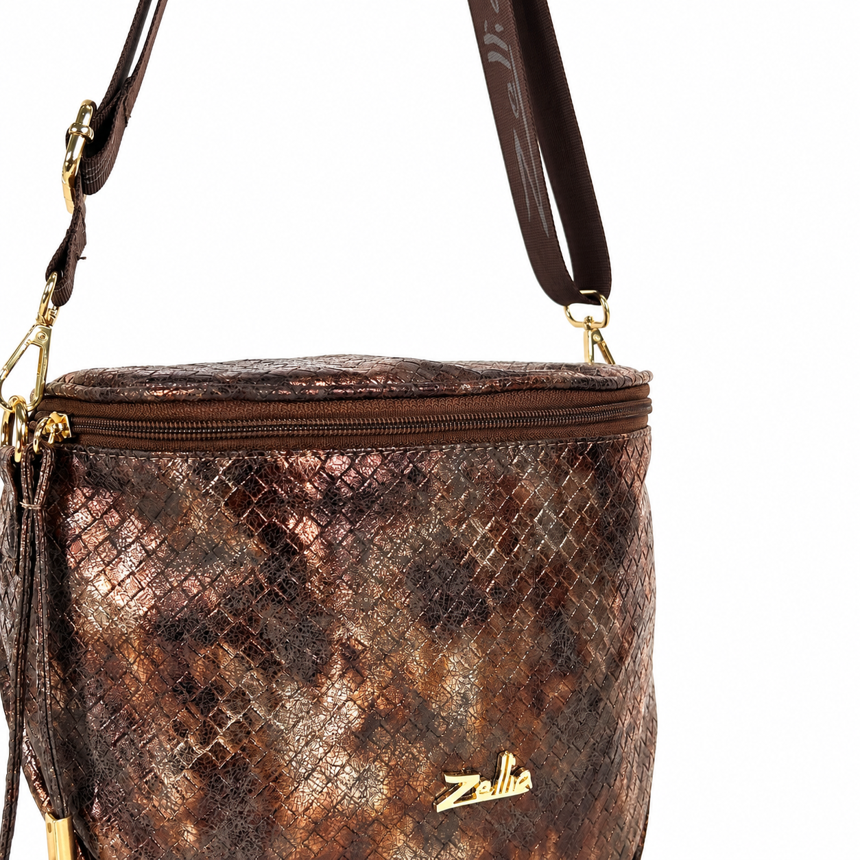Zellia Női Oldaltáska Zlb12 Bronz - Mesh - - Image 4