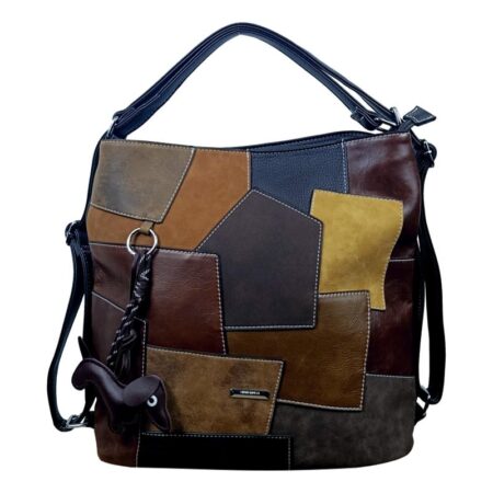 Silvia Rosa Női Válltáska / Hátizsákká Alakítható Patchwork - Coffee Barna