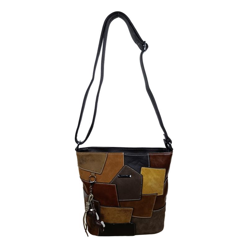 Silvia Rosa Női Válltáska Patchwork - Caffee Barna