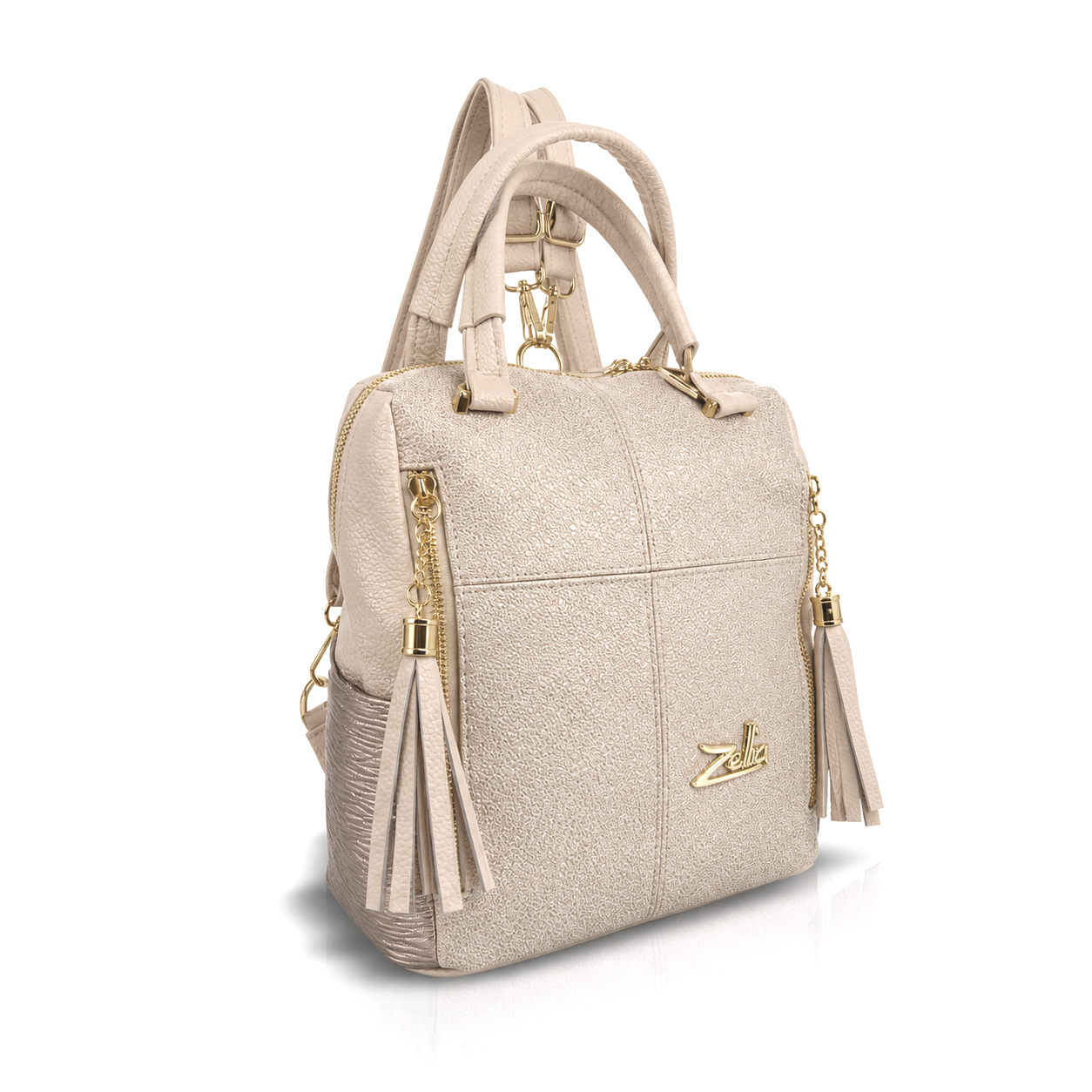 Zellia Női Hátizsák 25180 Beige-Arany - Rimini-Groove - - Image 2
