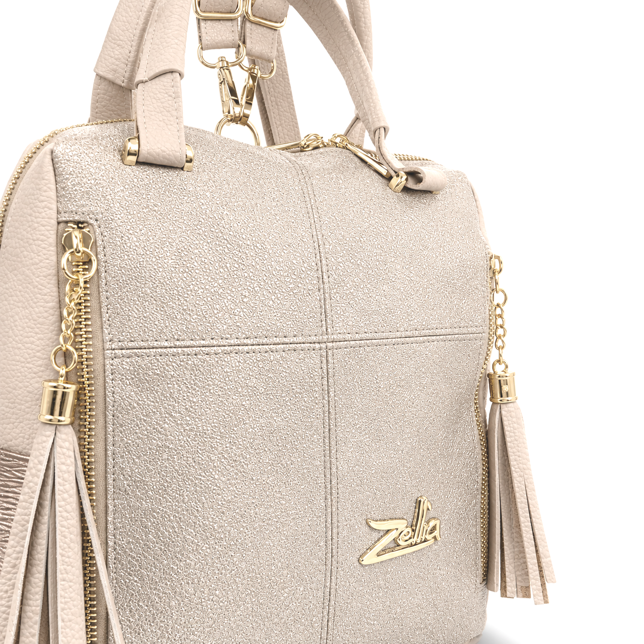 Zellia Női Hátizsák 25180 Beige-Arany - Rimini-Groove - - Image 3