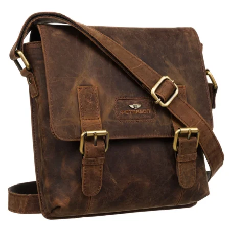 Peterson férfi bőr oldaltáska 996-M-NSH-4901 Tan – Barna