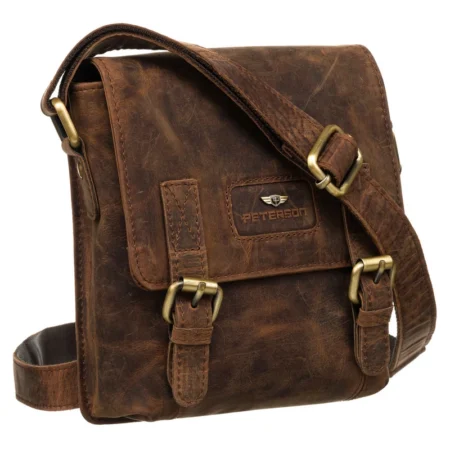 Peterson férfi bőr oldaltáska 996-S-NSH-4918 Tan – Barna