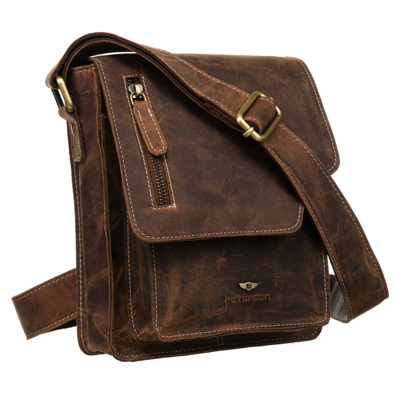 Peterson Férfi Bőr Oldaltáska Ptn Pte-Nsh-4925 Tan- Barna
