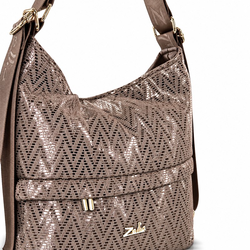 Zellia Női Válltáska/Hátizsákká Alakítható Zlb275 Taupe-Arany - Image 3