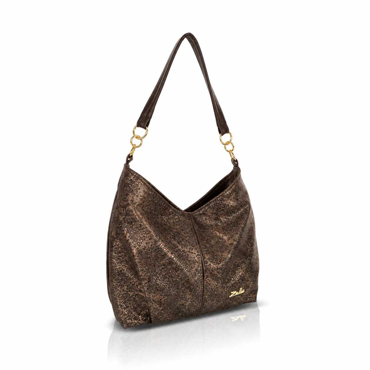 Zellia Női Válltáska ZLB471 Barna - Python - - Image 2
