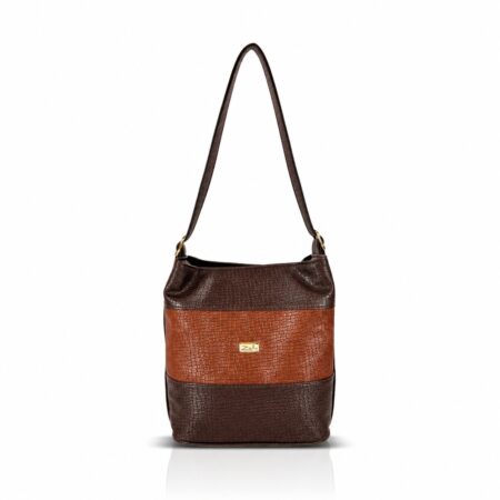 Zellia Női Válltáska ZVN26006 Barna-Camel - Krokkó -