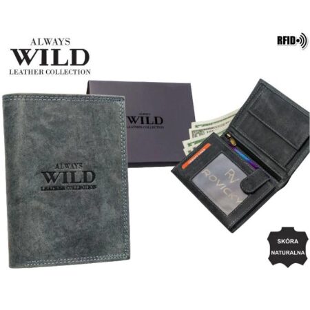 Wild Férfi Bőr Pénztárca N4-CHM BLACK- Fekete