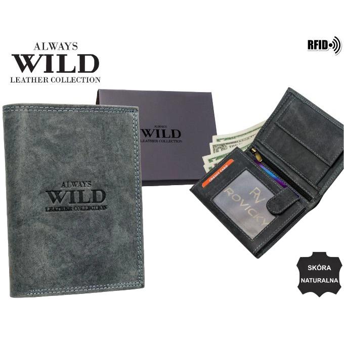 Wild Férfi Bőr Pénztárca N4-CHM BLACK- Fekete
